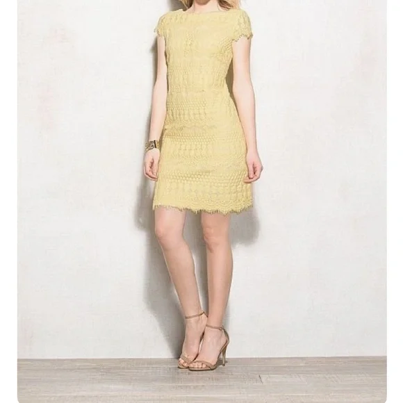 bcbgeneration lace detail dress BCBGMAXAZRIA Cailean Short Sleeve Lace Dress – Runway Catalog